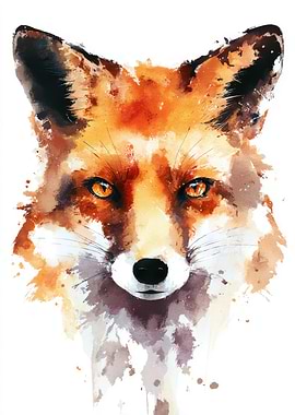 Watercolor Fox Portrait