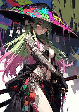 Anime Samurai Woman with Katana