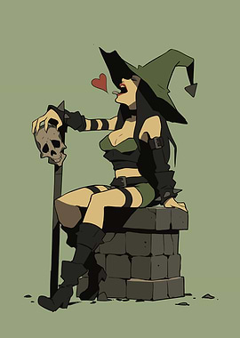 Witch with Skull and Heart