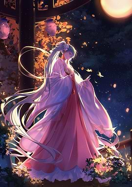 Anime Girl in Traditional Japanese Attire