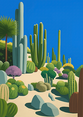 Desert Landscape with Cacti