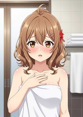 Embarrassed Anime Girl in Towel