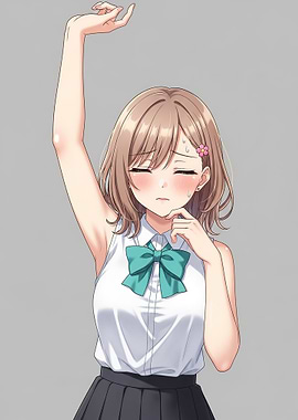Anime Girl with Arm Raised