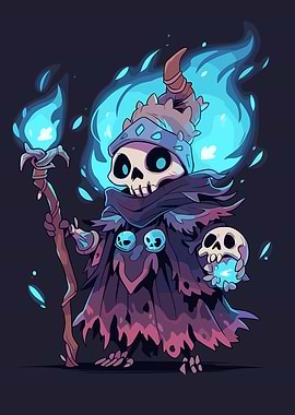 Skeleton Mage with Blue Flames