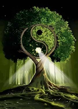 Yin Yang Tree in Forest