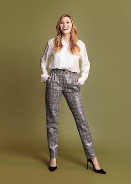 Elizabeth Olsen in Plaid Pants