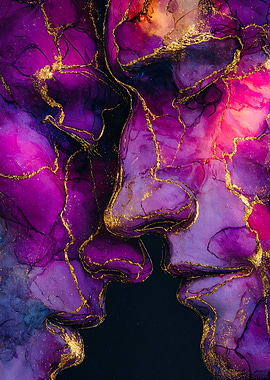 Purple Gold Romantic Gay Faces Portrait