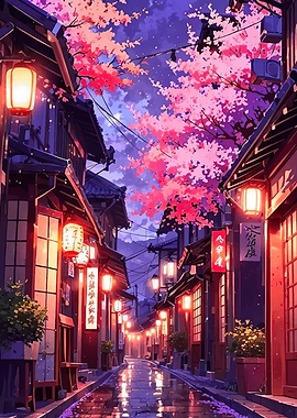 Street with Cherry Blossoms