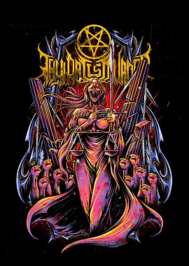 Demonic Lady Justice with Scales and Sword