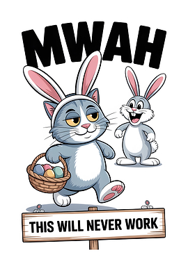 Cat in Bunny Ears with Easter Basket