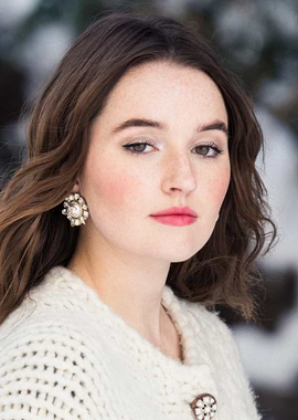 Kaitlyn Dever with Freckles and Pearl Earrings