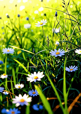 Daisies in a Sunny Meadow