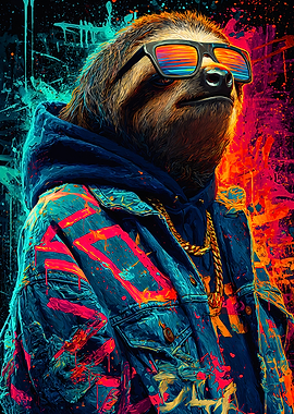 Sloth Wearing Sunglasses And Jacket