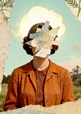 Collage Portrait of a Woman in a Field