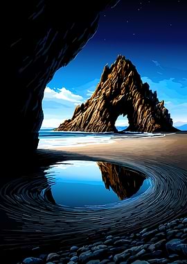Cave Entrance Overlooking Arch Rock and Ocean
