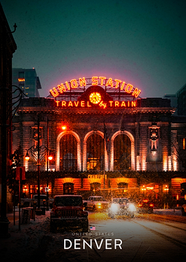 Denver Union Station in Snow