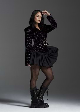 Vanessa Hudgens in a Black Heart-Patterned Blazer