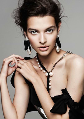 Aleksandra Zotova with dramatic pearl jewelry