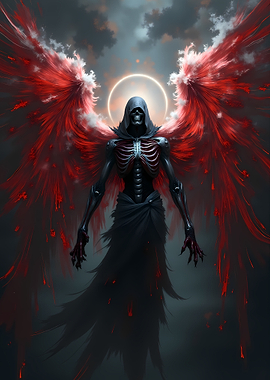 Grim Reaper Angel with Red Wings