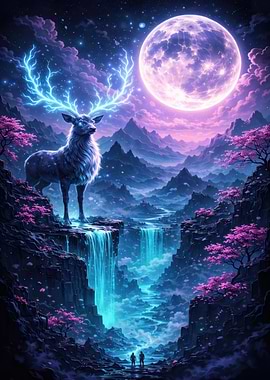 Magical Deer in a Fantasy Landscape
