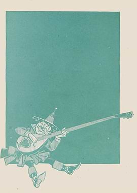 Whimsical character playing a lute