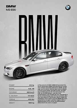 BMW M3 E90 Car Poster