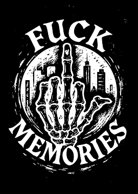 Skeleton Hand Middle Finger Cityscape