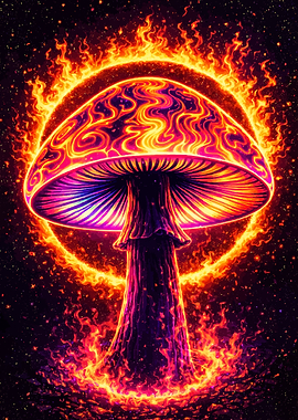 Fiery Mushroom in Cosmic Background