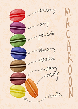 Colorful Macarons with Flavors