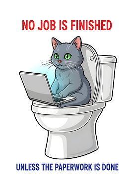 Cat on Toilet with Laptop