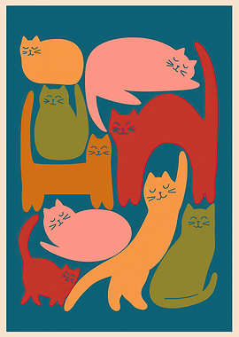 Colorful Abstract Cats Illustration