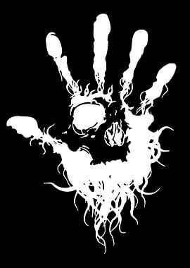 White Handprint Skull Graphic