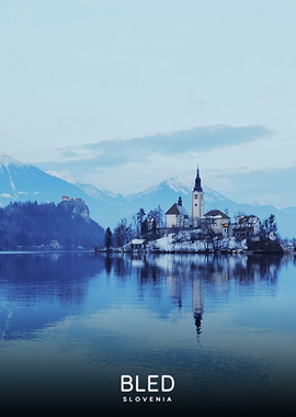 Bled, Slovenia Island Church in Winter