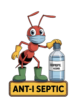 Ant with Isopropyl Alcohol and Sign