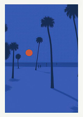 Sunset Beach with Palm Trees