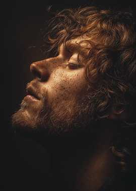 Contemplative Redhead Man With Freckles