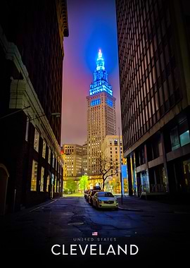 Cleveland skyscraper at night