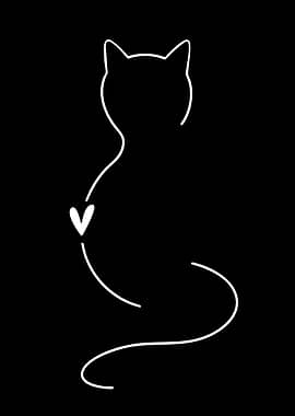 Minimalist Cat Silhouette with Heart