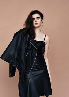 Barbie Ferreira in Black Leather Outfit