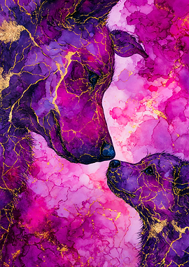 Mother Dog And Puppy Portrait