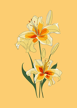 Yellow Lily Flowers with Buds