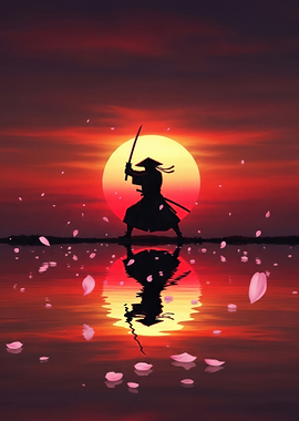 Samurai Silhouette at Sunset