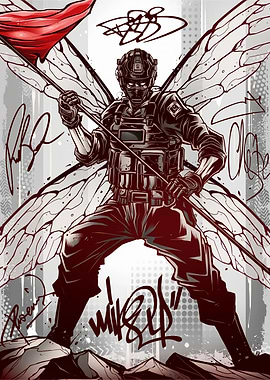 Soldier with Wings and Red Flag