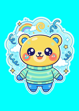 Cute Yellow Bear in Winter Sweater