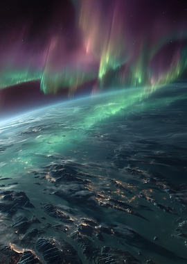 Aurora Borealis Over Earth