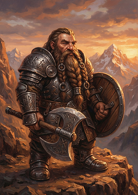 Dwarf Warrior with Axe and Shield