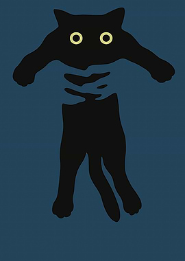 Black Cat Held by Hands