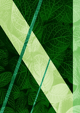 Green Leaves with Diagonal Overlay