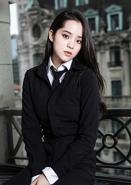 Nana Ou-Yang in Black Suit and Tie