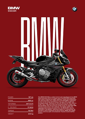 BMW S1000R Motorcycle Poster